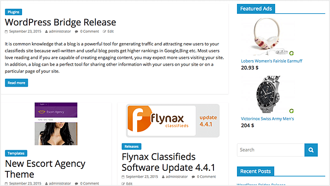 Flynax featured ads on wordpress