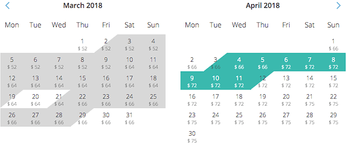 Booking calendar