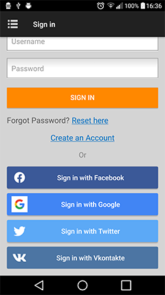 Social login for Android